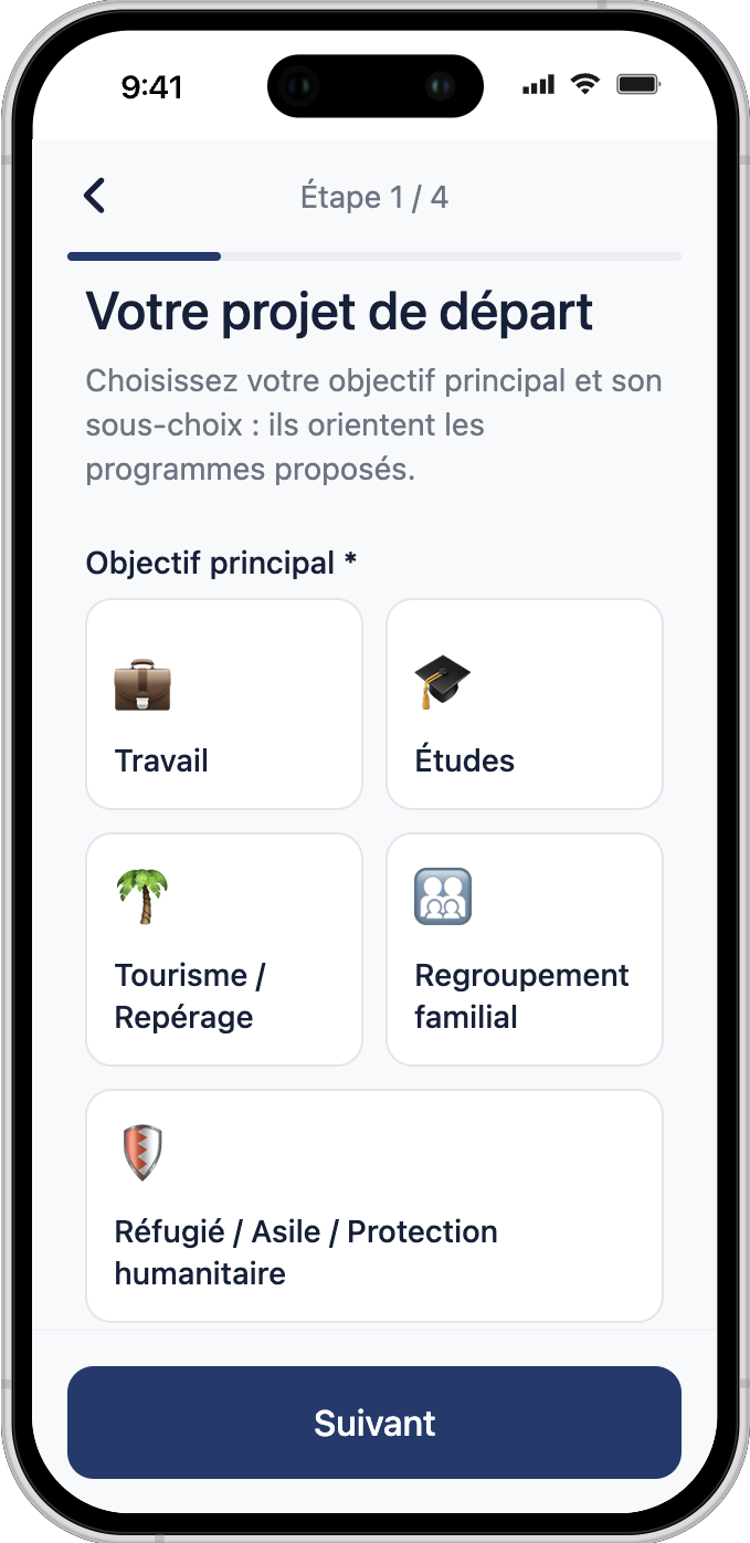 Questionnaire : votre projet de départ